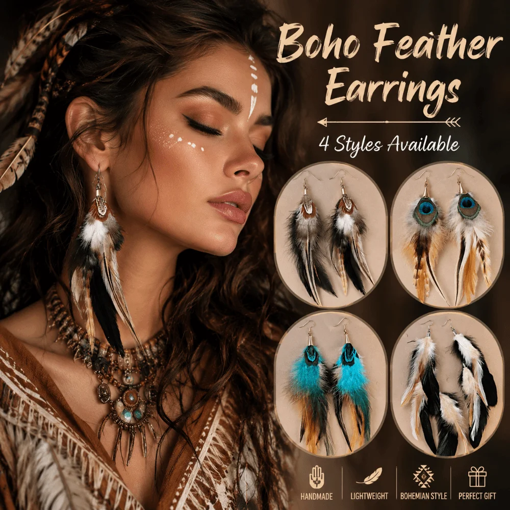 Exaggerate Boho Long Feather Dangle Earrings Ethnic Hanging Long Tassel Feather Earrings Jewelry Peacock Tassel Earrings Bride