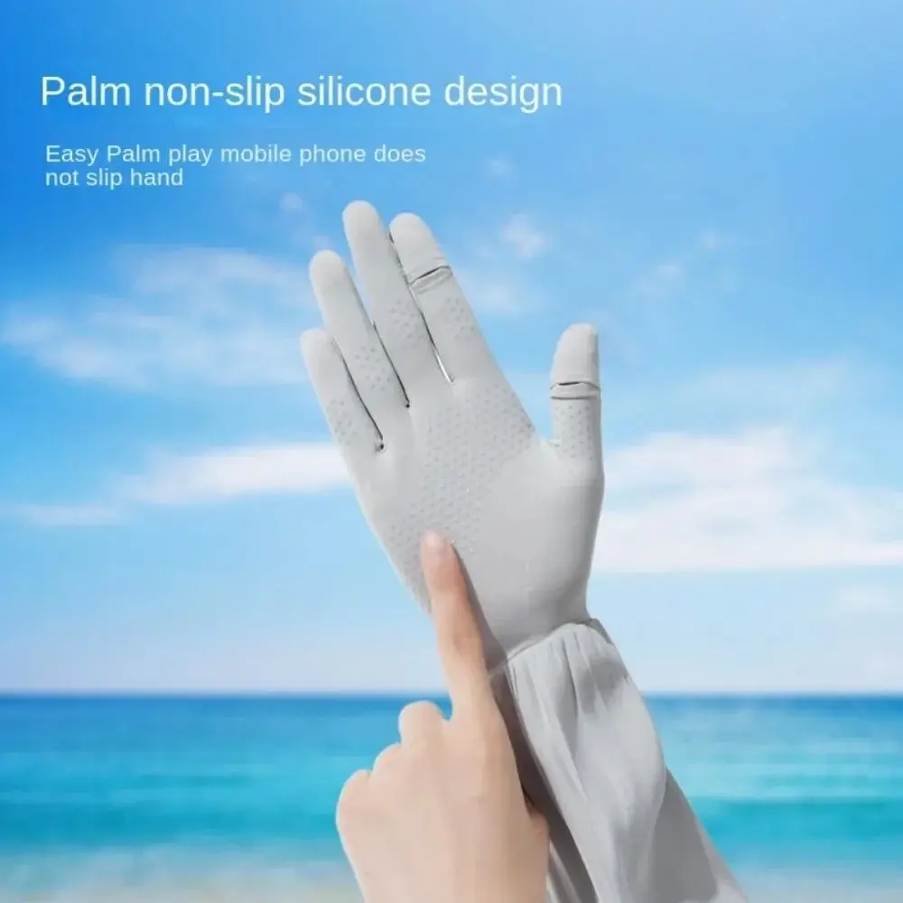 Gants Anti-UV en soie glacée, Protection solaire à rabat, manchon de Protection solaire, isolation UV, gants de cyclisme à manches longues