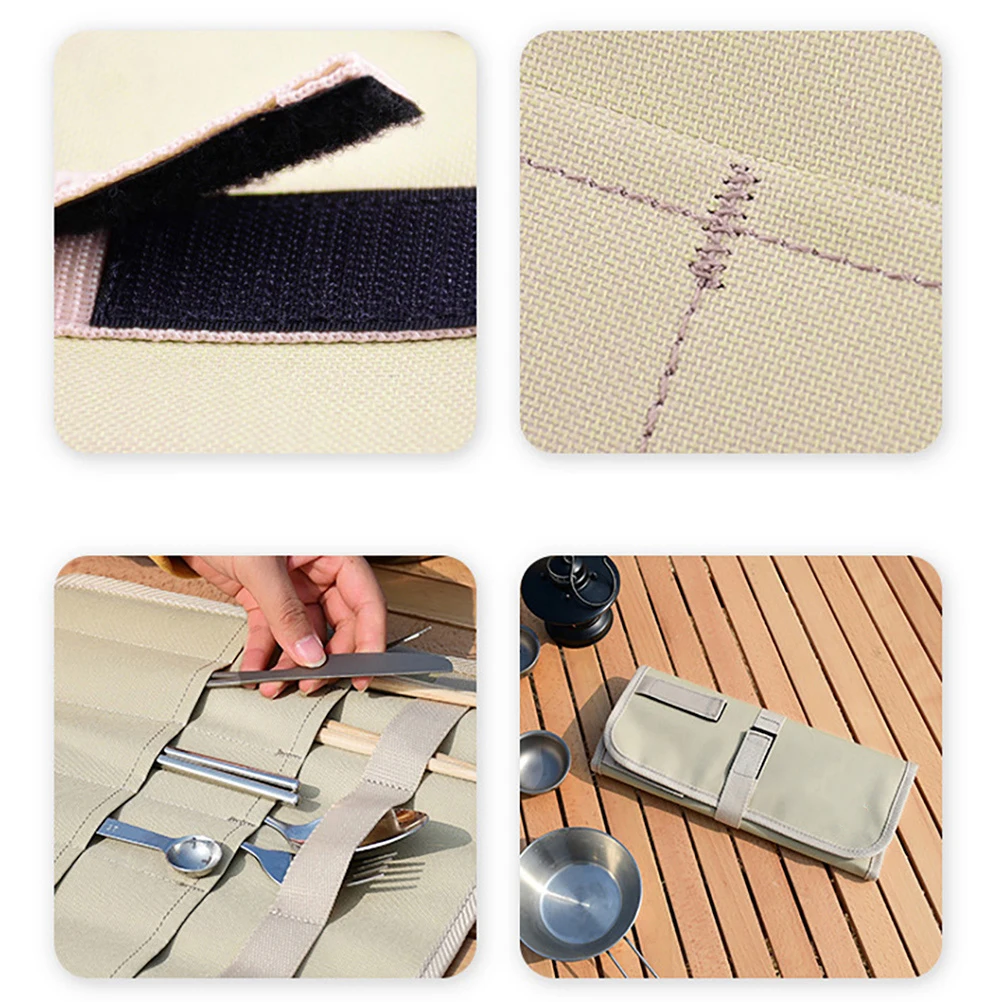 

Outdoor Oxford Cloth Tableware Bag Portable Camping Cutlery Organizer Travel Utensils Storage Picnic Container