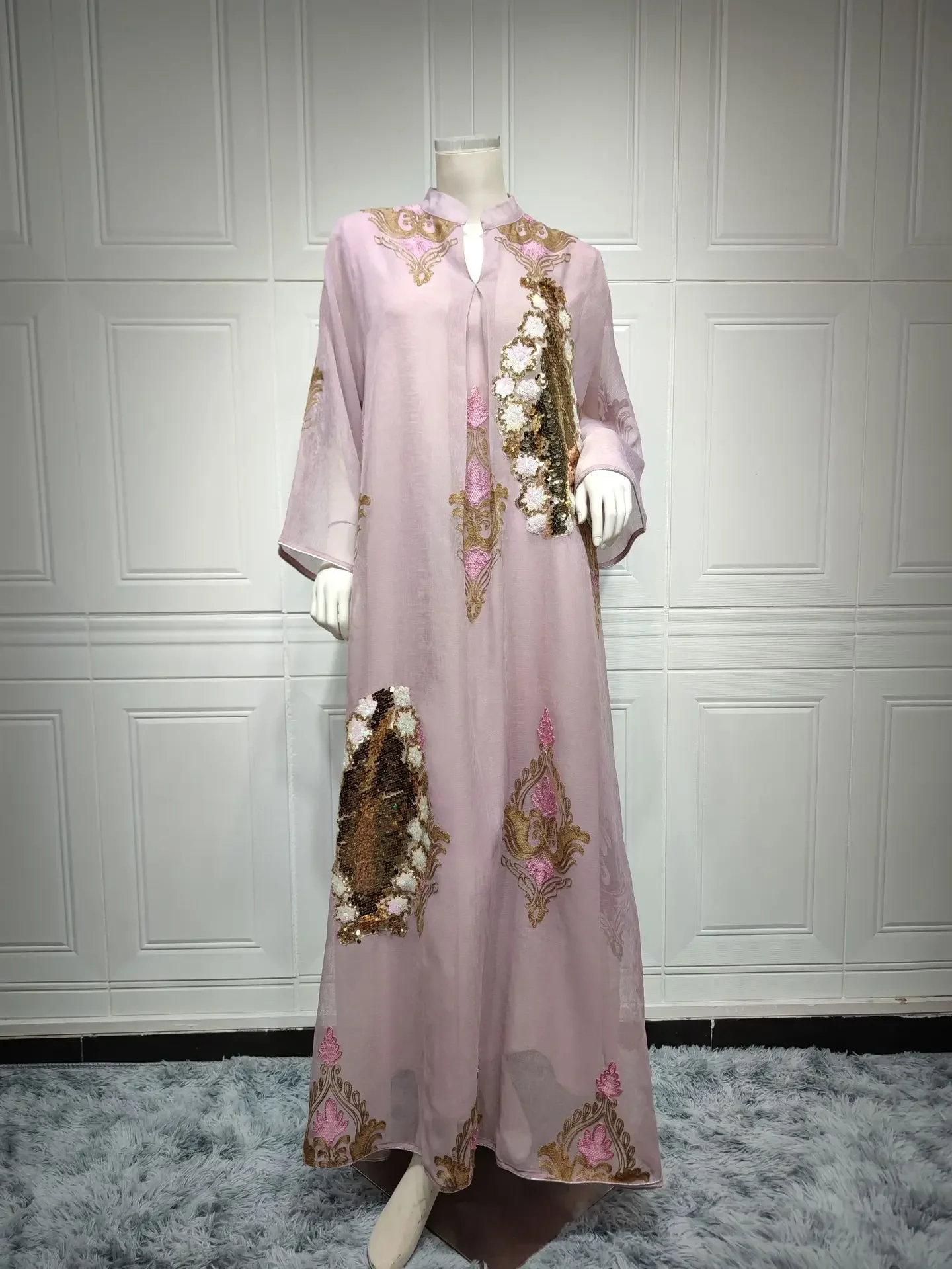 Abaya-Robe musulmane à sequins pour femmes musulmanes, Dubaï, RON, Robe asiatique pour femmes, ixdécontractée, Robe de soirée, Vêtements pour femmes musulmanes