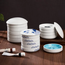 Five-layer Ceramic Palette with Cover Jingdezhen Blue and White Porcelain Chinese Painting Pigment Ink Box Pen Wash palette