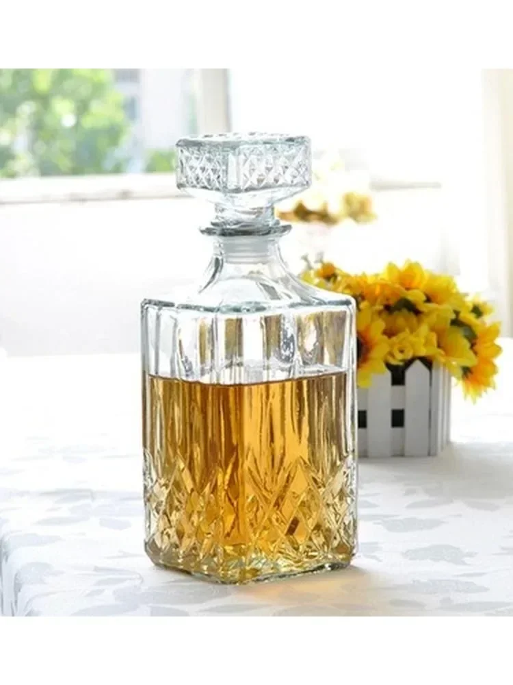 Bouteille de vin carrée sans plomb de luxe, 9x24cm, Lot de verres à whisky, carafe, récipient d'alcool, Carafe verseur, décoration de 1000ML, offre spéciale, 1 pièce