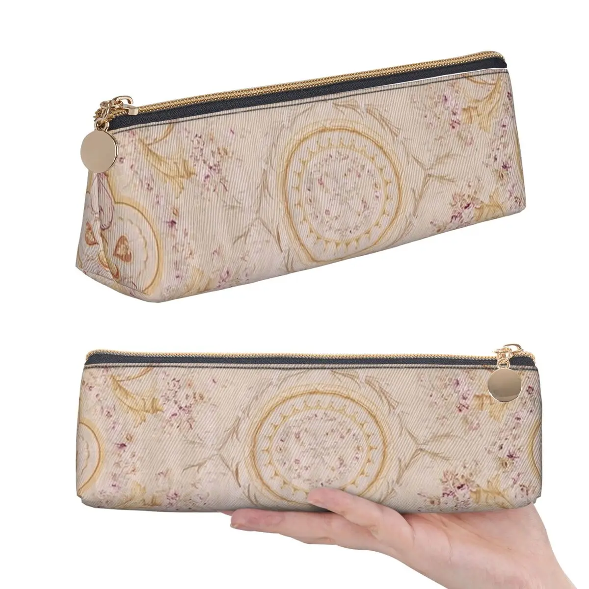 Antikes französisches Federmäppchen mit Aubusson-Teppich-Print für Kinder, Geschenke, Stiftbox, Bleistiftbeutel, Schreibwaren, Stifthaltertasche