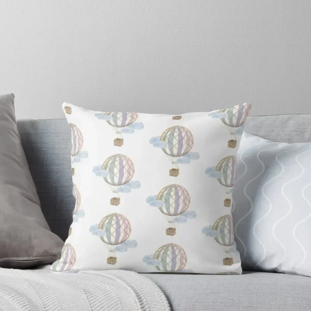

Hot Air Balloon, Vintage Rainbow Throw Pillow sleeping pillows New year bed pillows pillow