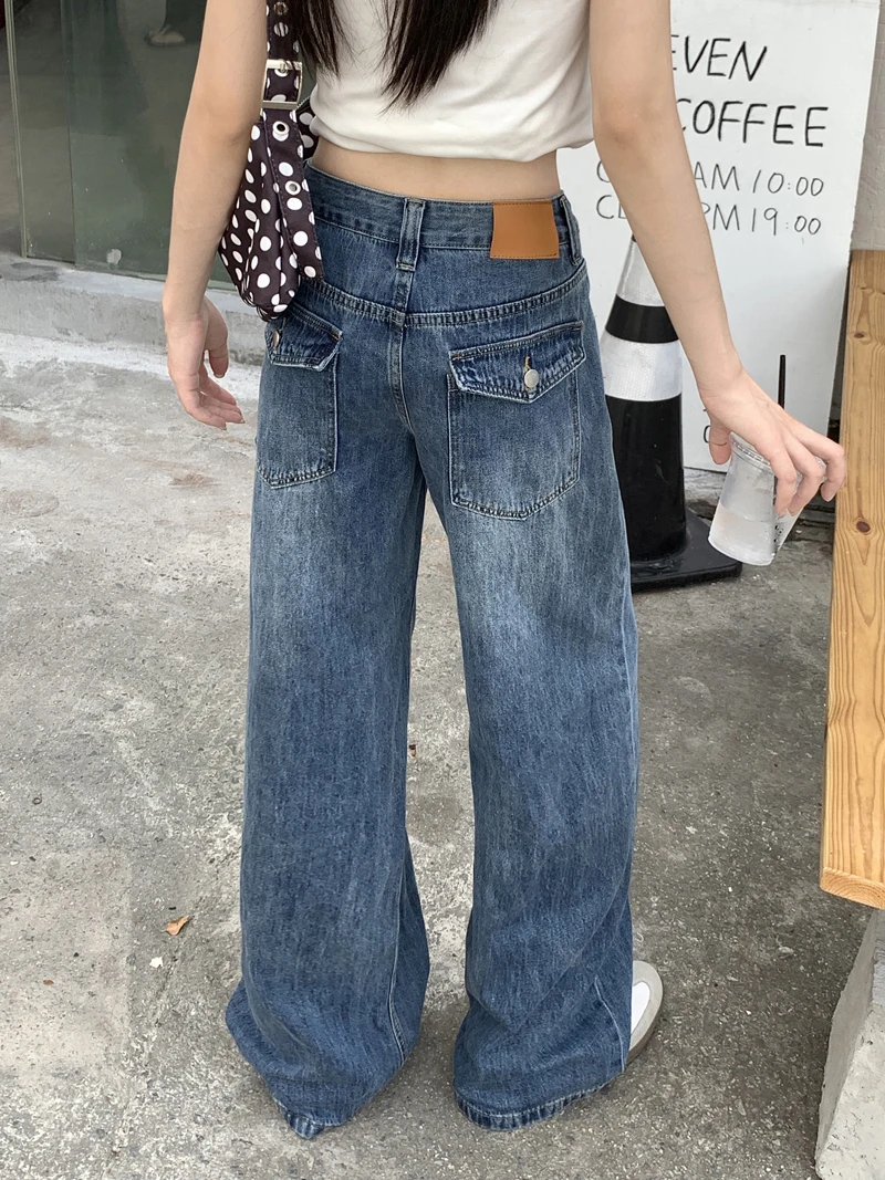 

Jeans Women Wide School Clothes Cropped Ankle Length Short Capri Female Denim Fashion Basic Simple Everyday Office Work Cut