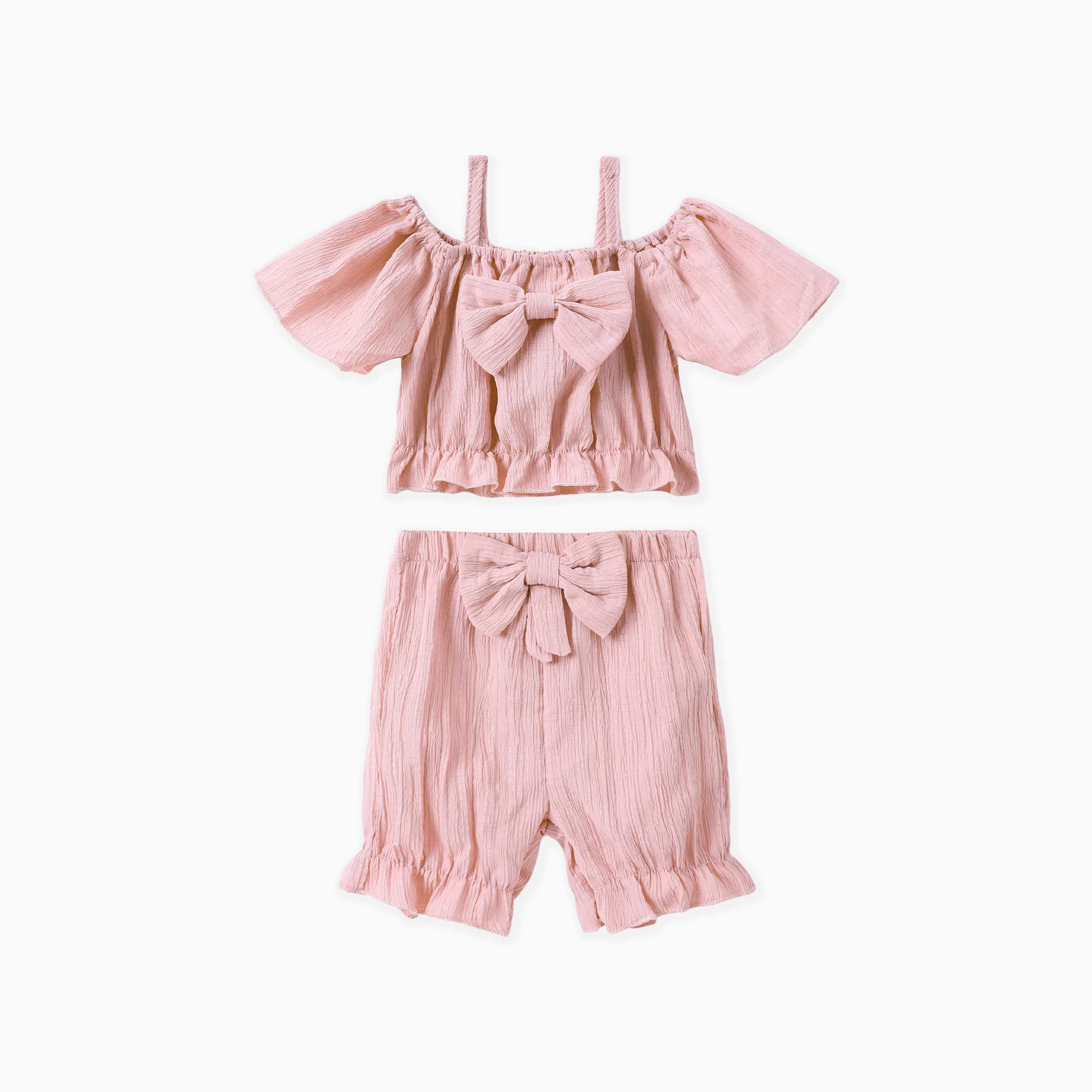 

PatPat Sweet Off-Shoulder Baby Girl 2pcs Polyester Set
