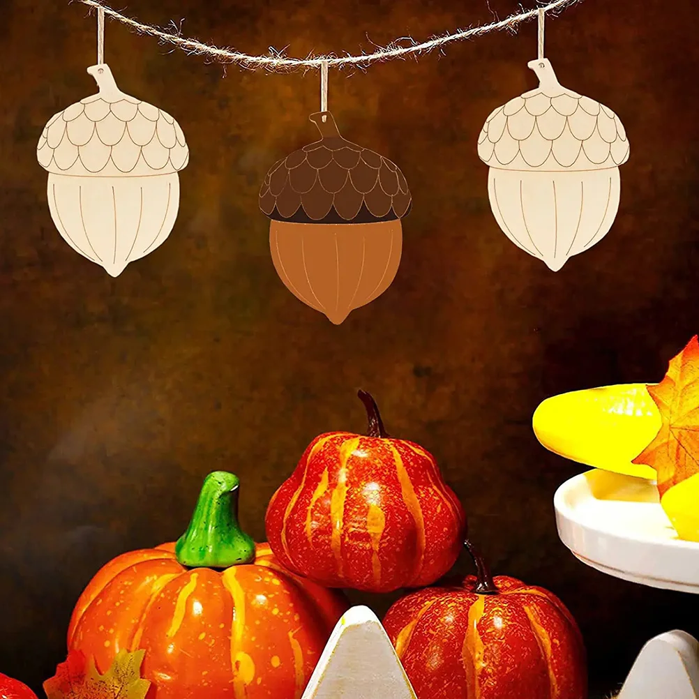 

20Pcs DIY Wooden Pine Cone Cutouts Unfinished Acorn Shaped Wood Chips for Xmas Tree Wall Door Hanging Decoration Pendants