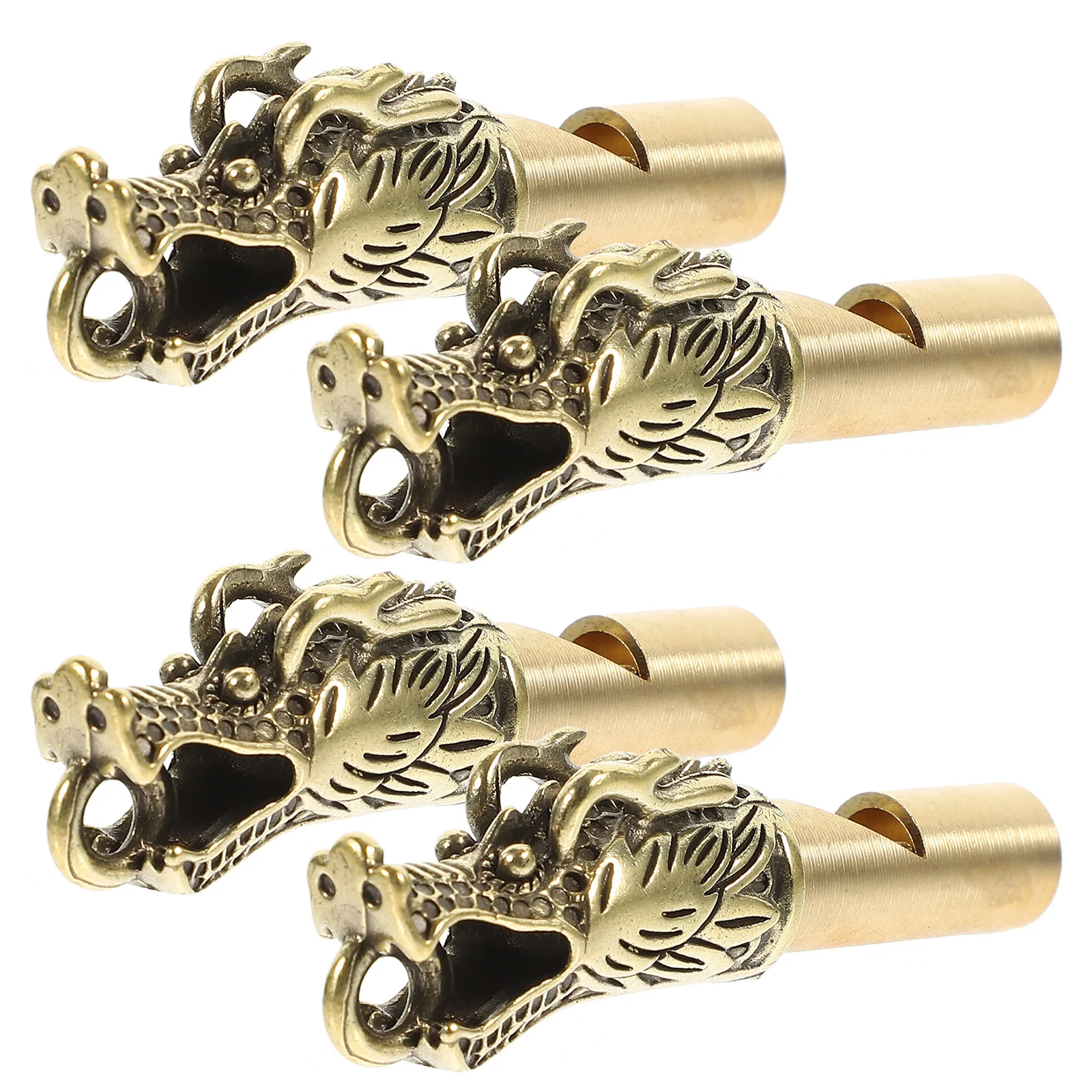 4 قطعة رأس التنين صافرة المحمولة النحاس الطوارئ بقاء المفاتيح التخييم في الهواء الطلق بصوت عال صافرة في الهواء الطلق ملحق