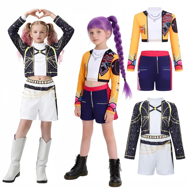 

Комплекты одежды для девочек, детские костюмы для косплея с героями мультфильмов, детские костюмы для выступления на сцене K-Pop, 2 предмета, костюм для ролевых игр из фильмов для девочек, наряды