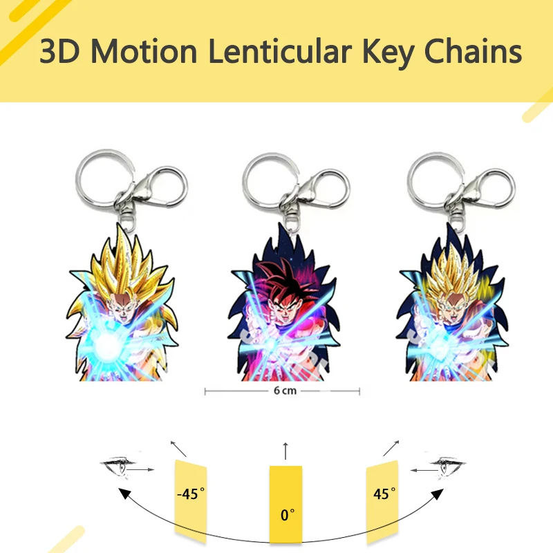 Dragon Ball Goku Super 2 Super 3 Anime Motion Key Chains Acrylic Keychains Bag Pendant Car Keyring Anime Peripherals Gift