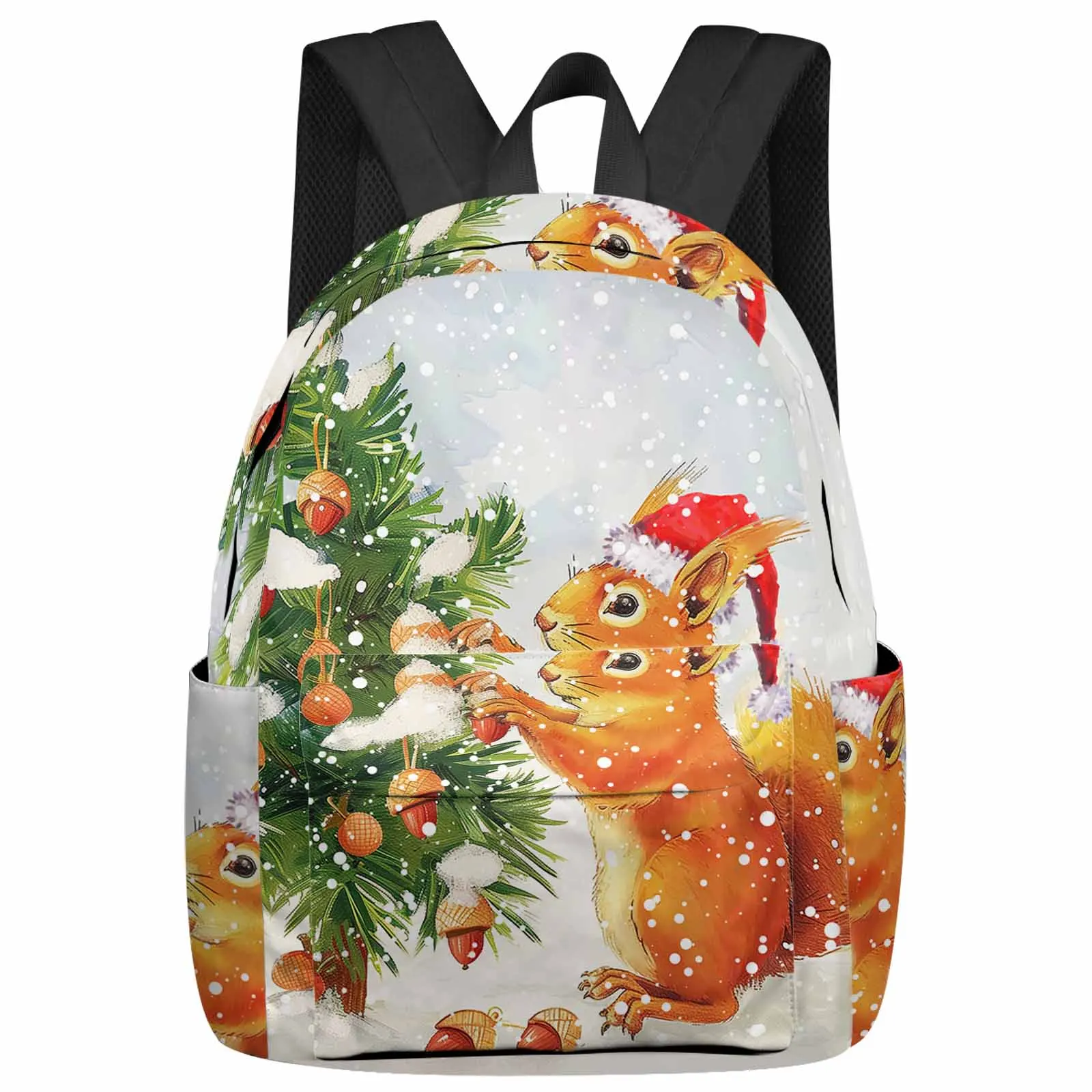 

Christmas Tree Squirrel Snowflakes Large Capacity Backpack Men Laptop Bags High School Teen College Girl Student Mochila