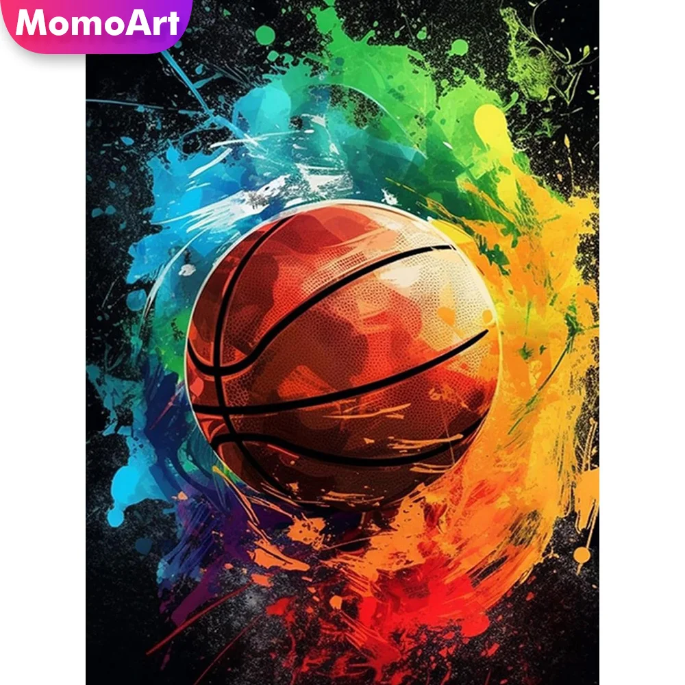 Momoart Diamond Painting Basketball DIY Diamond Mosaic Scenery Full Square Round Embroidery Wall Decor Decor for Home