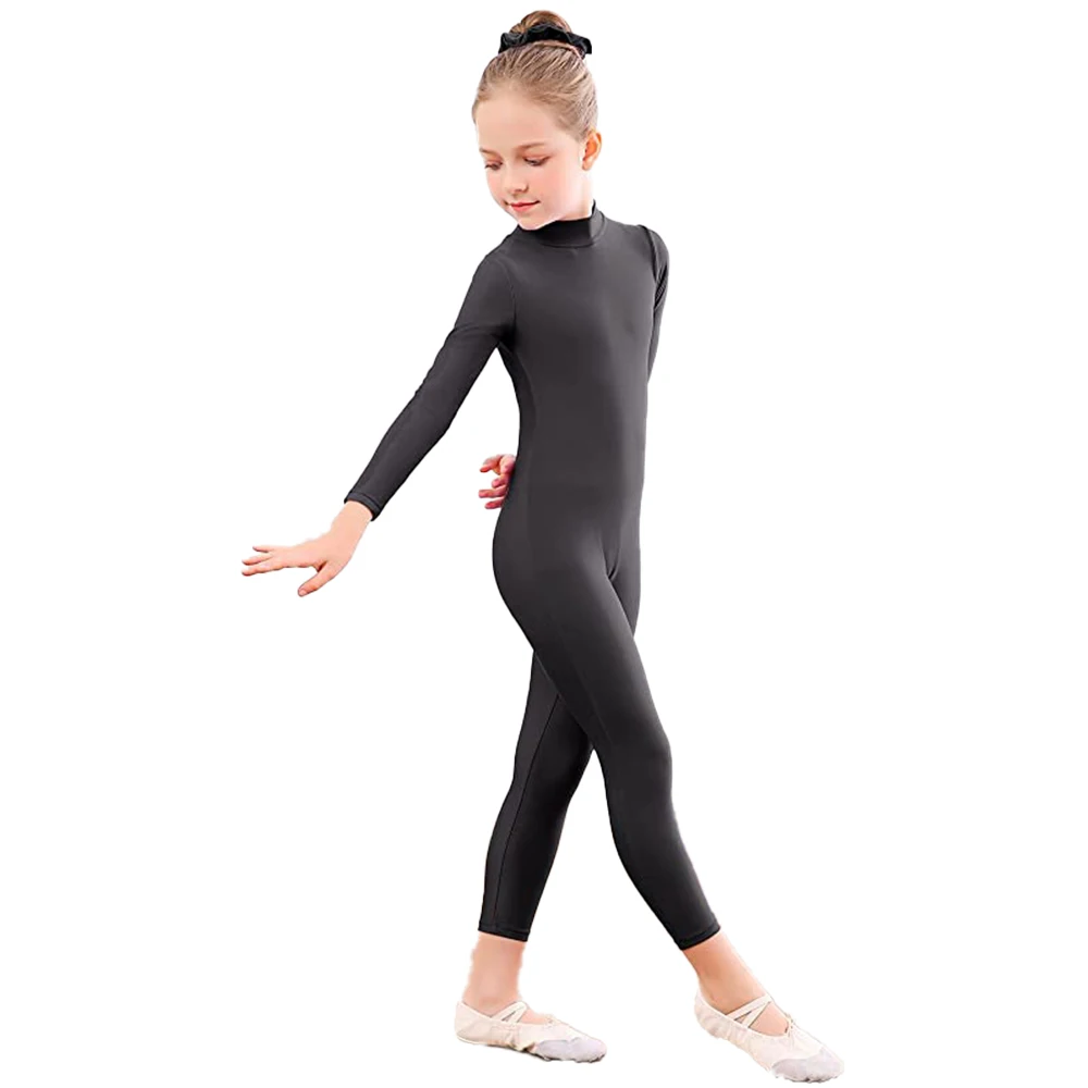 AOYLISEY Girls Long Sleeve Ballet Dance Unitard Kids Gymnastics Bodysuit Leotard Children's Skate Jumpsuit Stage Perform Costume