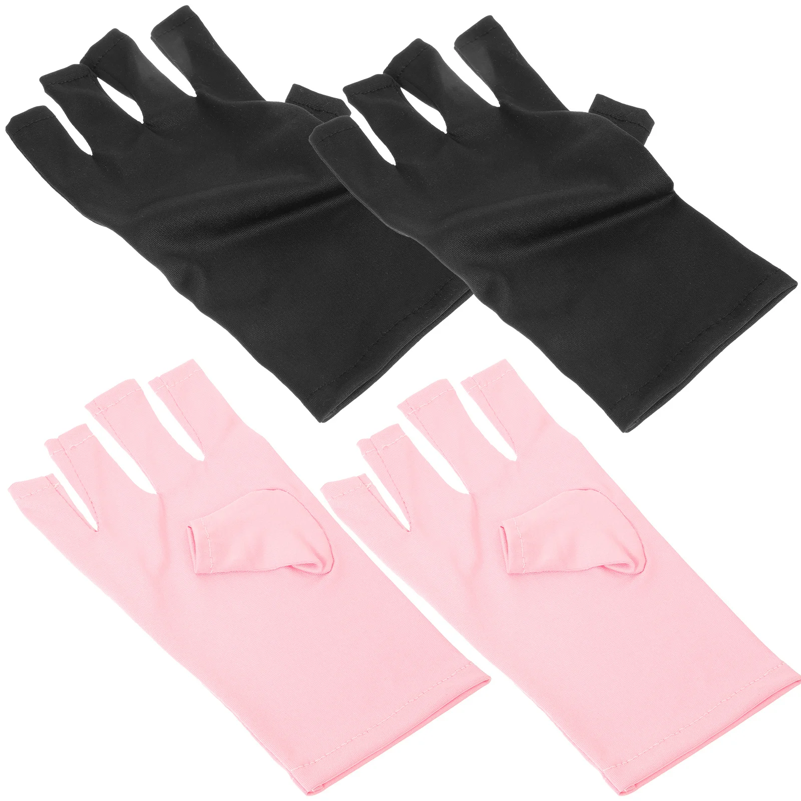 2Pairs Anti Uv Manicure Gloves Fingerless Nail Protect Skin Breathable Elastic Reusable Polyester Protection