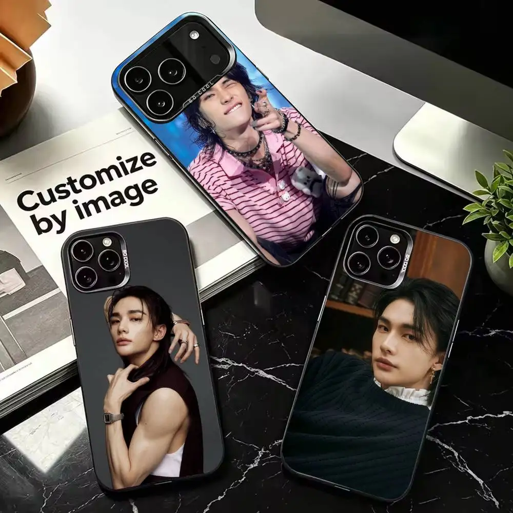 Korea Singer H-Hyunjins Phone Case For iPhone17,16,15,14,13,12,11 Plus,Pro Max Black Candy silver phone case