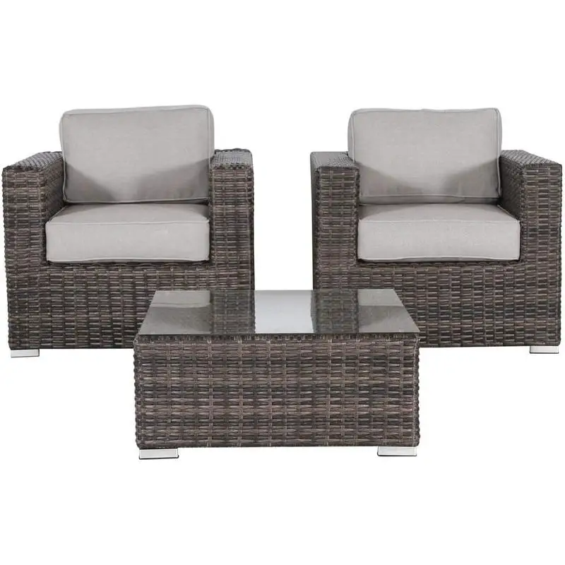 

Набор из 3 плетеных диванов для патио из ротанга — удобное сидение на открытом воздухе для отдыха и удовольствия