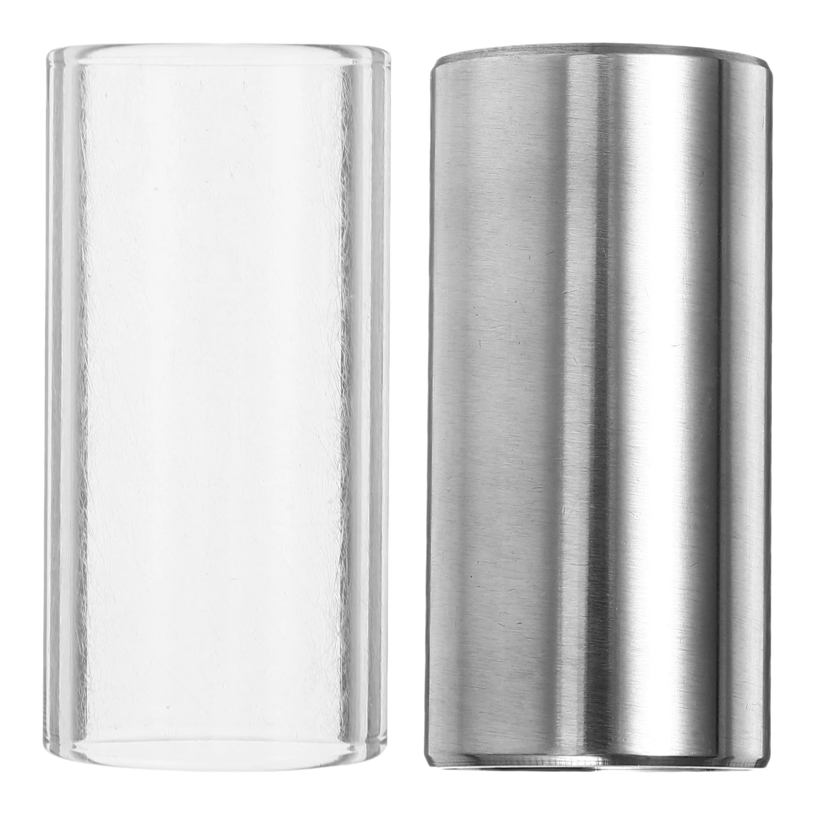 2 Pcs Guitar Products Medium Bottleneck Glass Playing Slide Stainless Steel Performance Tone