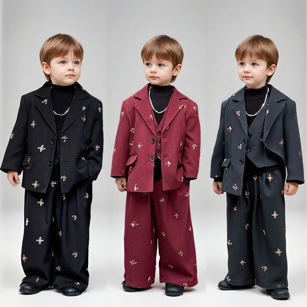 

Осенний школьный костюм для мальчиков, блейзер в британском стиле с вышивкой бабочки, детская официальная одежда, костюмы для выступлений для детей 2-12 лет