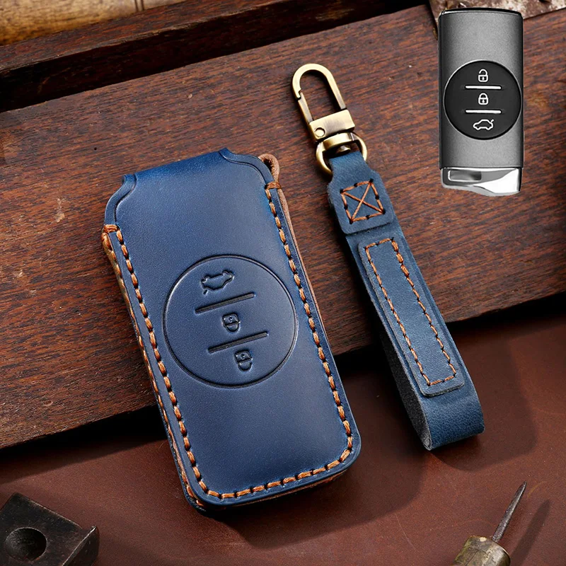 Genuine Leather Car Key Case Cover Fob Shell for Chery Tiggo 8 Arrizo 5 Pro Gx 3x 5x EQ7 Chery Tiggo 7 Pro EXEED TX ET-i TXL