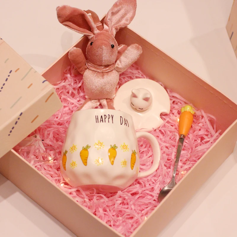 Super Cute Cerc Mug with Lid Spoon Cartoon Rabbit Office Milk Breakfast Cup Adult Capaci 30mL-400mL Chinese Made