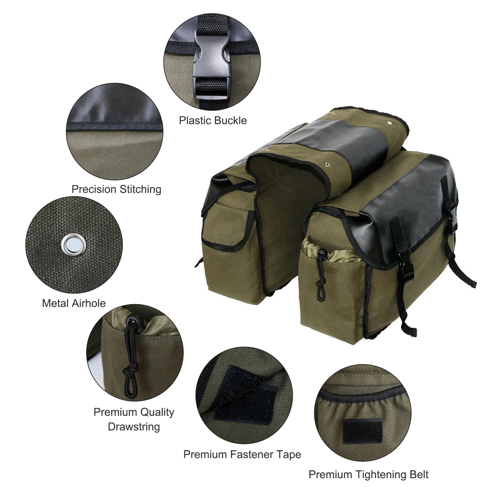 Motorrad-Satteltasche mit großer Kapazität, wasserdichte Canvas-Seitenkoffer für Motorradfahrten, Werkzeugtasche