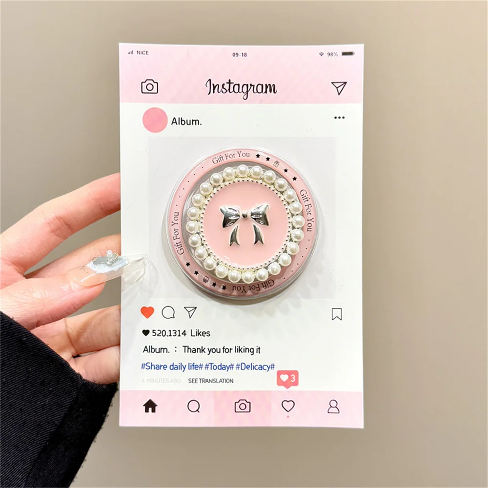 

Стильный розовый жемчужный бант в Корейском стиле для Magsafe Griptok, держатель для телефона, подставка для кольца на палец, поддержка iPhone 17, Samsung Girl, кронштейн