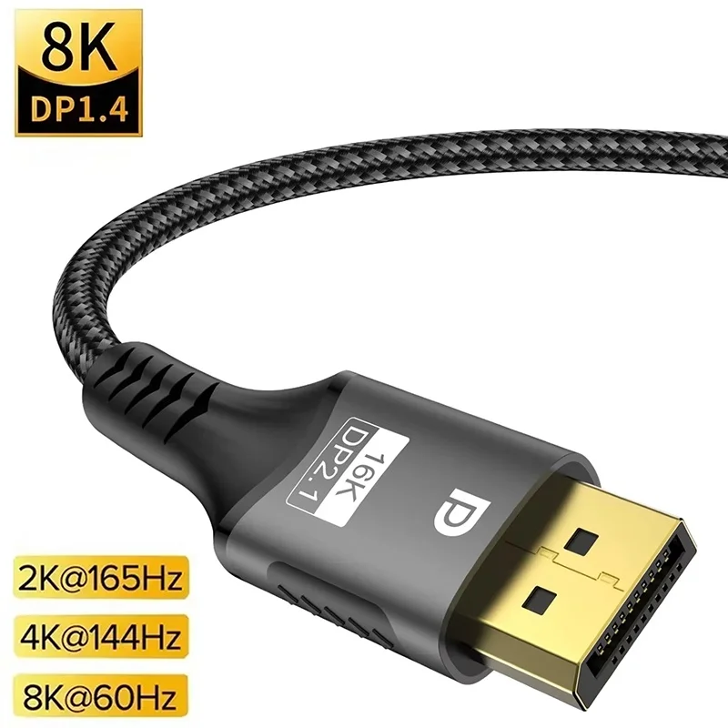 8K DP Cable 120Hz 4K 240Hz 80Gbps HDR Video Audio Displayport Cable Display Port For Laptops PC TV Xbox Projector Gaming Monitor