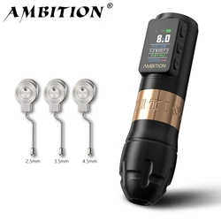 Ambition Vibe Max 2.5-3.5-4.0-4.5mm Stroke Wireless Tattoo Machine Pen Brushless Motor 1800mAh Color Screen Billing Battery