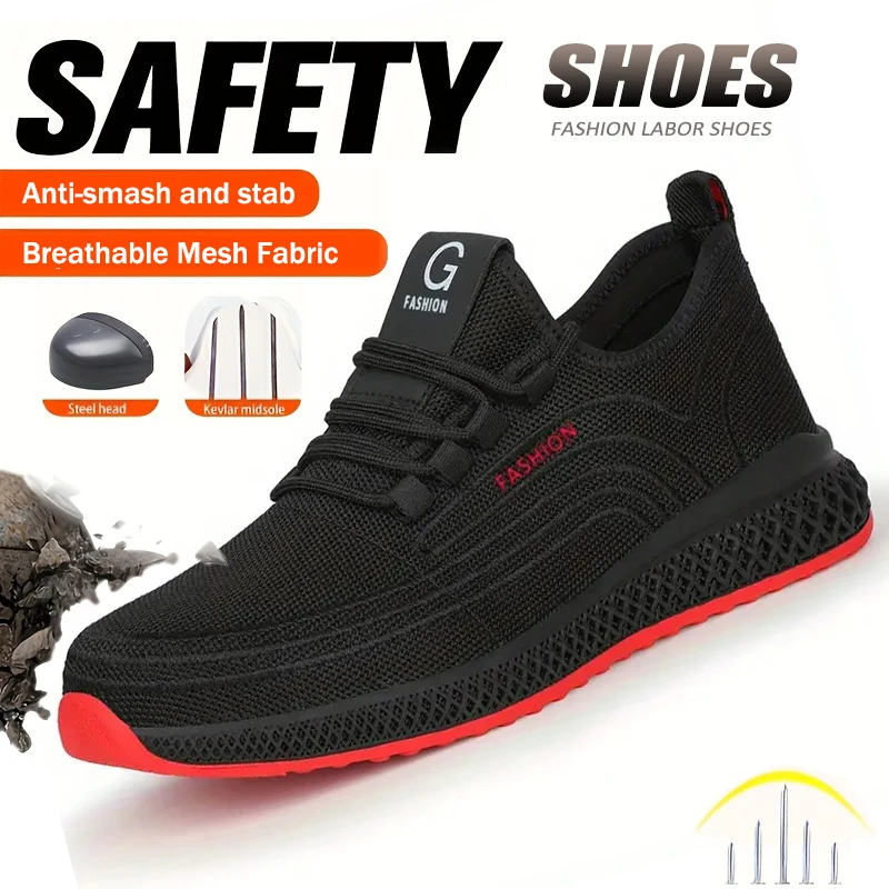 Steel Toe Protective Work Shoes Anti Smash Safety Shoes Men Women Light Work Sneakers Breathable Anti-Stab Indestructible Shoes