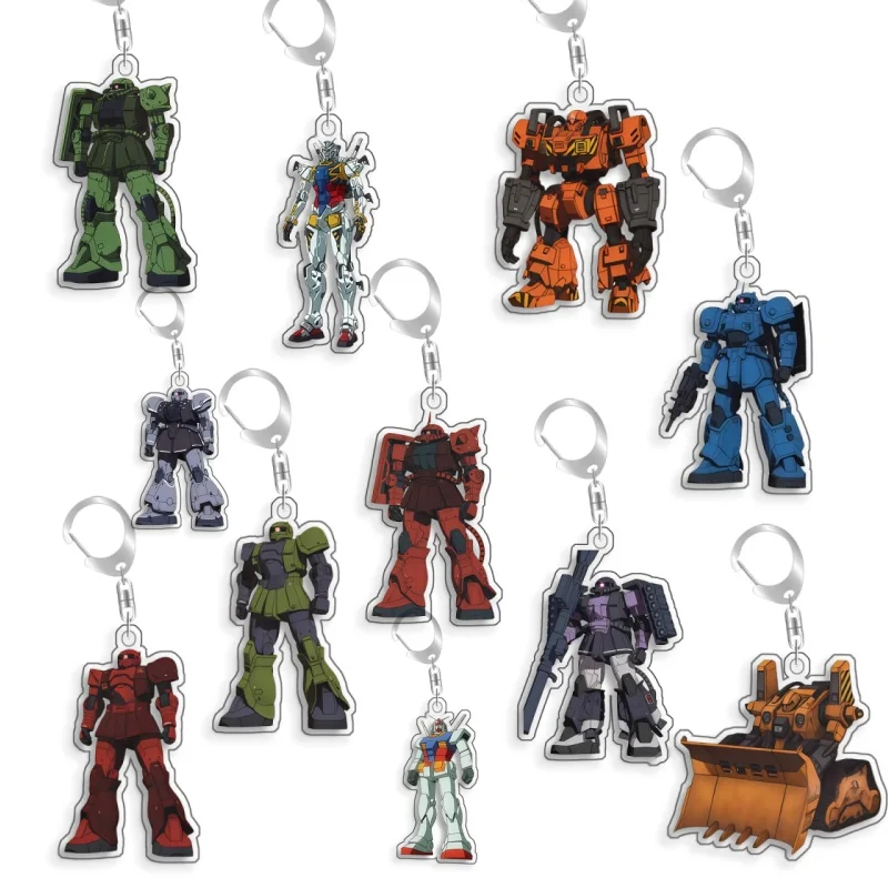 Porte-clés pour Gundam MS-06 Zaku II MS-07 Gouf, pendentif de sac à dos, cadeau pour fans d'anime et de jeux, décoration en acrylique recyclé, carte rare, jouet 5cm