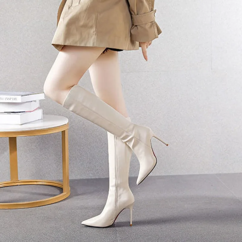 Footwear Pointed Toe Shoes For Woman Very High Heel Women\'s Boots White Stylish And Low Price Y2k Work Winter 2024 Novelty