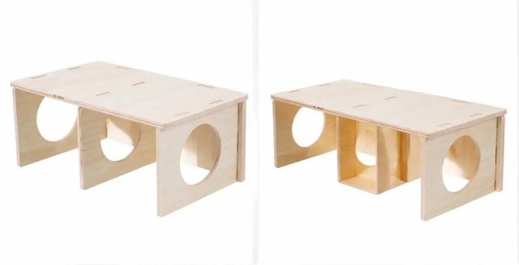 Wooden Multi-Room Hamster House Sturdy Solid Wood Pet Hideout with Detachable Chambers DIY Easy Setup Cozy Shelter for Small