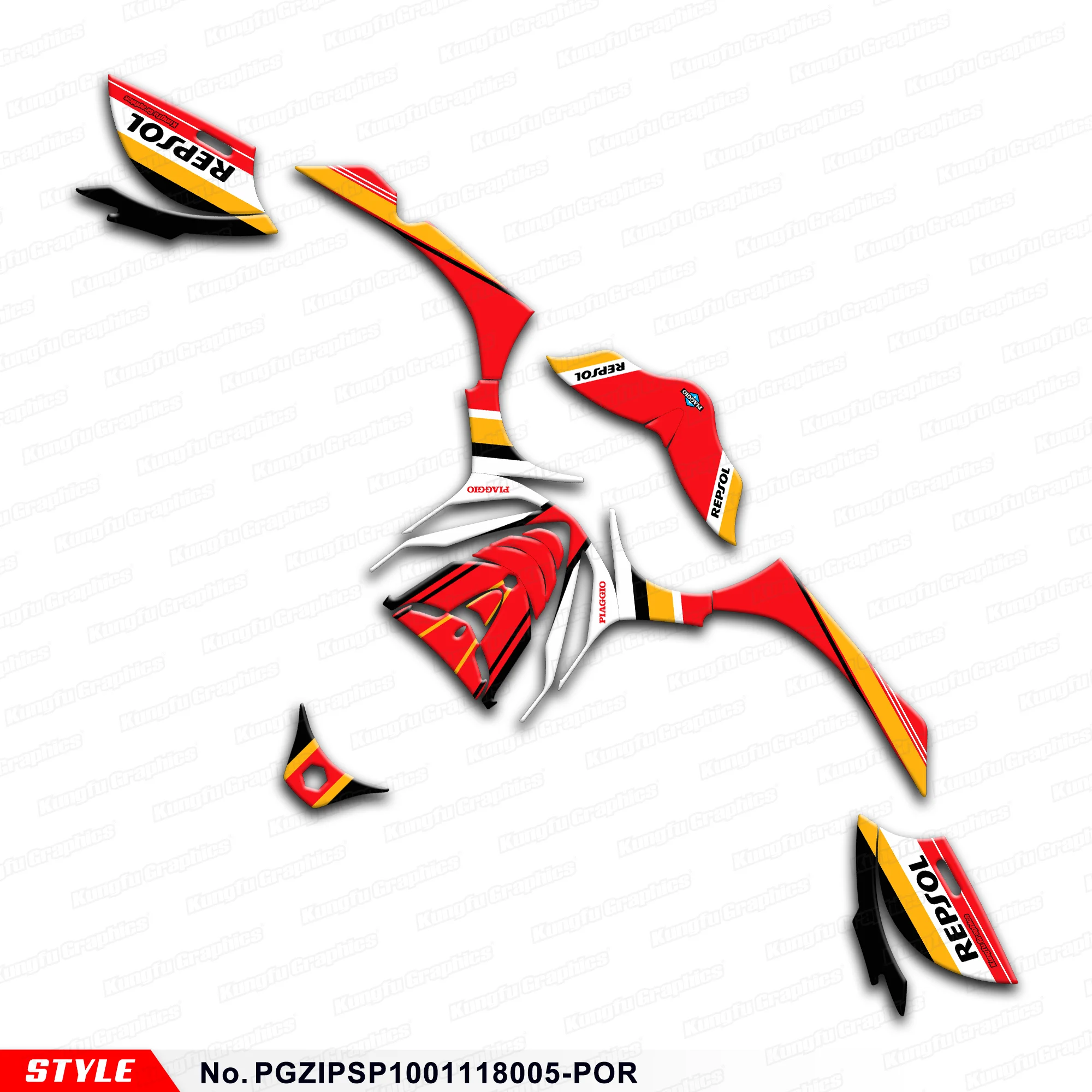 JY Racing Stickers Complete Adhesive Decals for Piaggio ZIP 100 2011 2012 2013 2014 2015 2016 2017 2018,Rebuilding, Graphic Kit