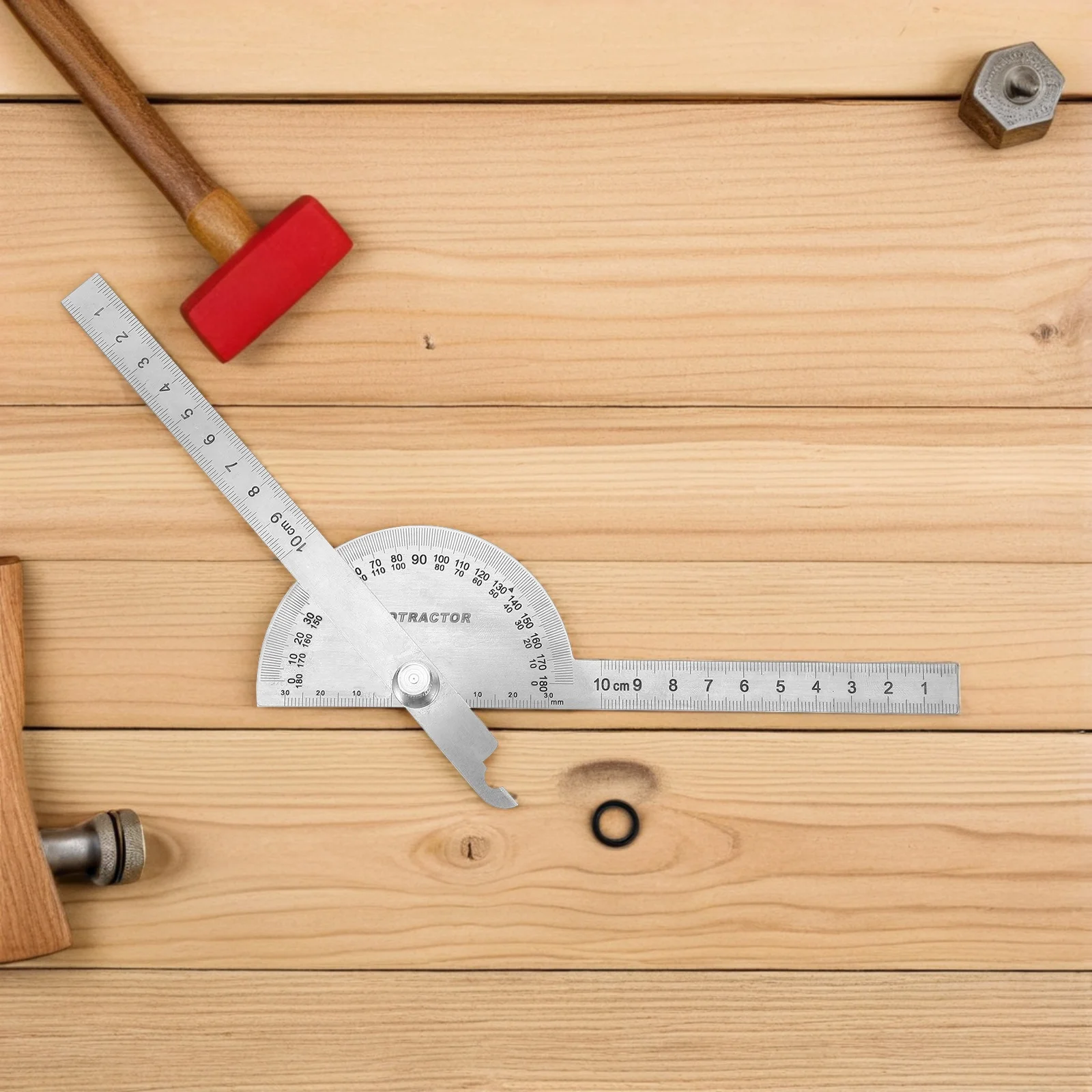 

Precision Stainless Steel Angle Protractor 0-180 Degrees Clear Scale Markings Woodworking Measuring Tool for Carpentry Use