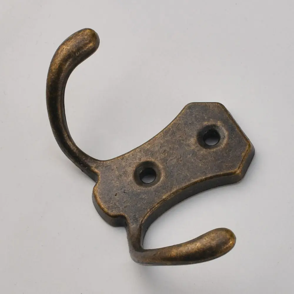 3PCS Zinc Alloy Double Hook European Style Double Prong Sheep Horn Hook Sturdy Antique Finish Wall Mount Hook Hat Organization