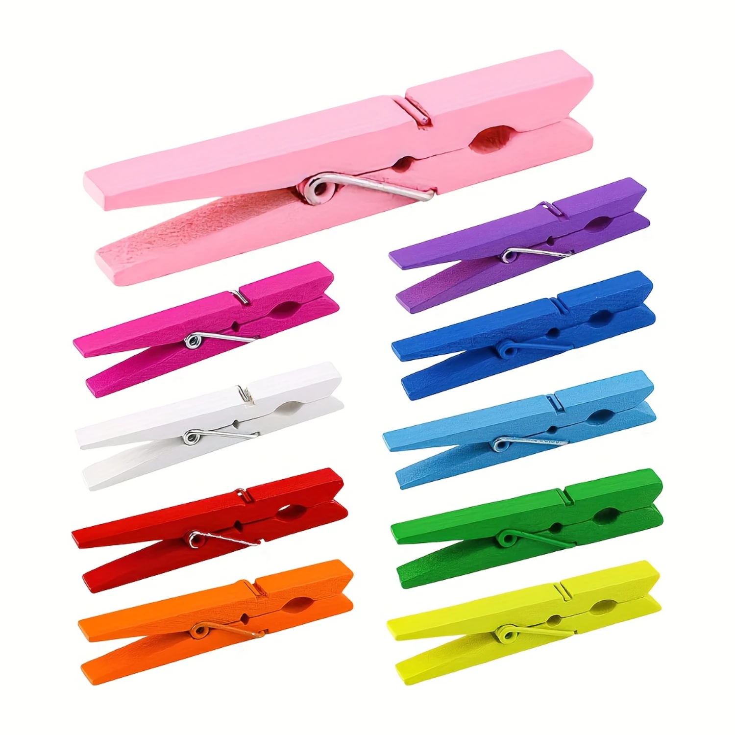 36pcs Colorful Wooden Clothespins, 2.9-inch Natural Birch Closure Pin Clip With Strong Grip,  Colored Multi-purpose Clothing Dry