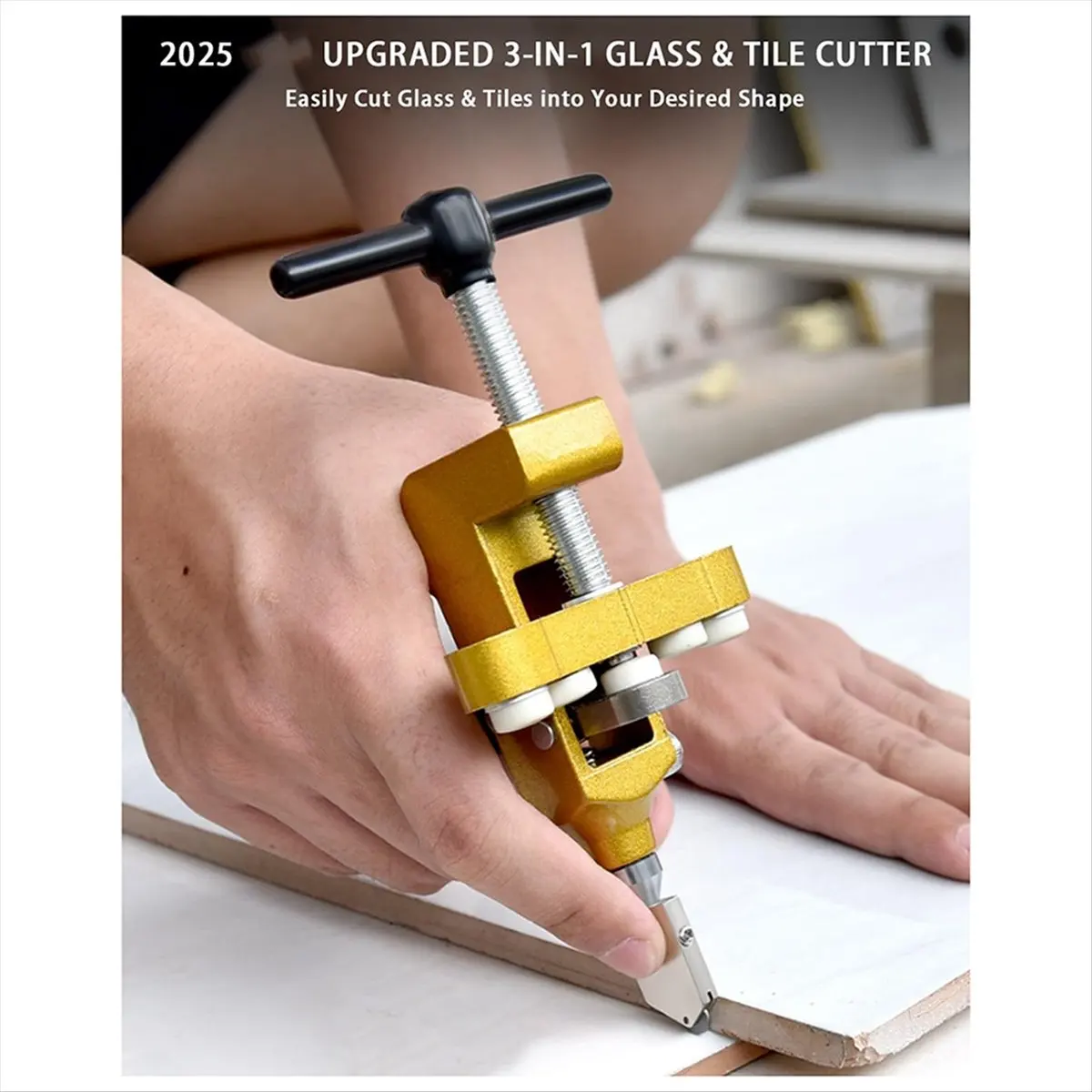 Best of 2026  Glass & Tile Cutter, Cutting Tool with Premium Alloy Wheel & Shockproof Rubber Pad for Stained Glass, Plexiglass