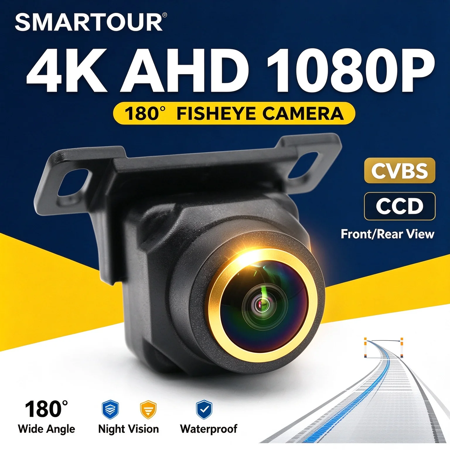 AHD 1080P Car Rear View Camera Starlight Night Vision Waterproof CVBS Switchable Backup Camera Adjustable Parking Guide Lines