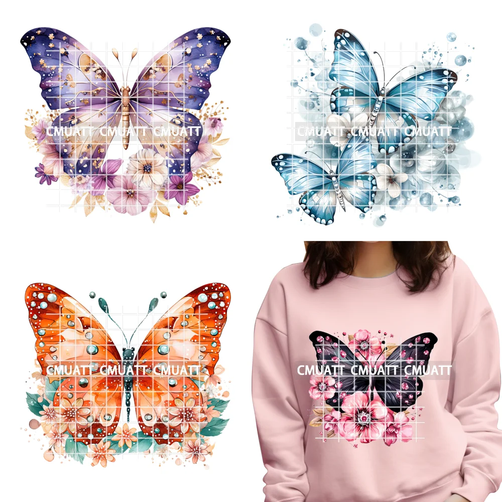 

Colorful Spring Vibes Flowers Botanical Butterfly Iron on DTF Transfers Printing Washable Stickers Ready to Press for Clothing