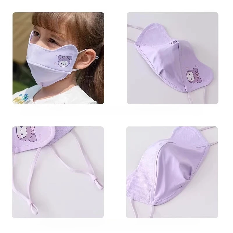 Miniso 어린이 마스크와 얼음 슬리브 세트 귀여운 만화 얼음 실크 통기성 눈 보호 3 차원 소녀 직물