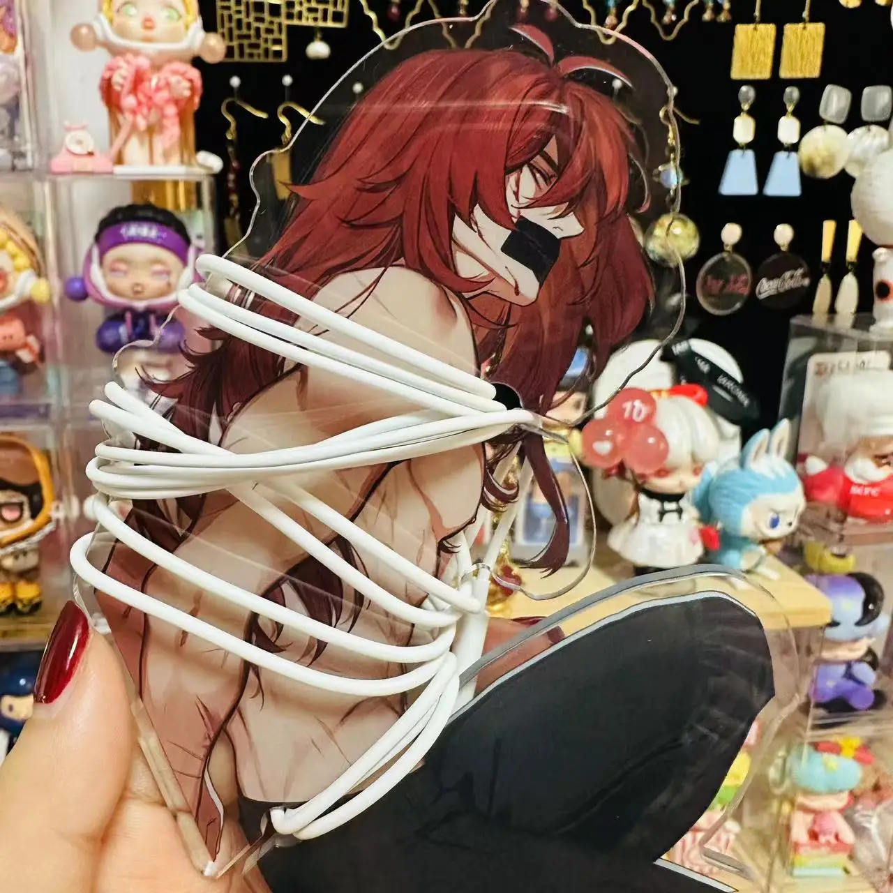 Anime Genshin Impact Tartaglia Diluc Ragnvindr Xiao Cosplay Data Cable Wrapping Acrylic Stand Figure Model Plate Toy Decoration