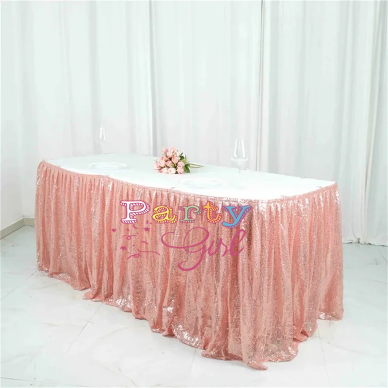 

New Design Sequin Fabric Table Skirt Tablecloth Skirting For Wedding Event Party Decoration