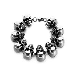 Retro Domineering Skull Bracelet for Men Motorcycle Riding Punk Rock Halloween Jewelry Accessories