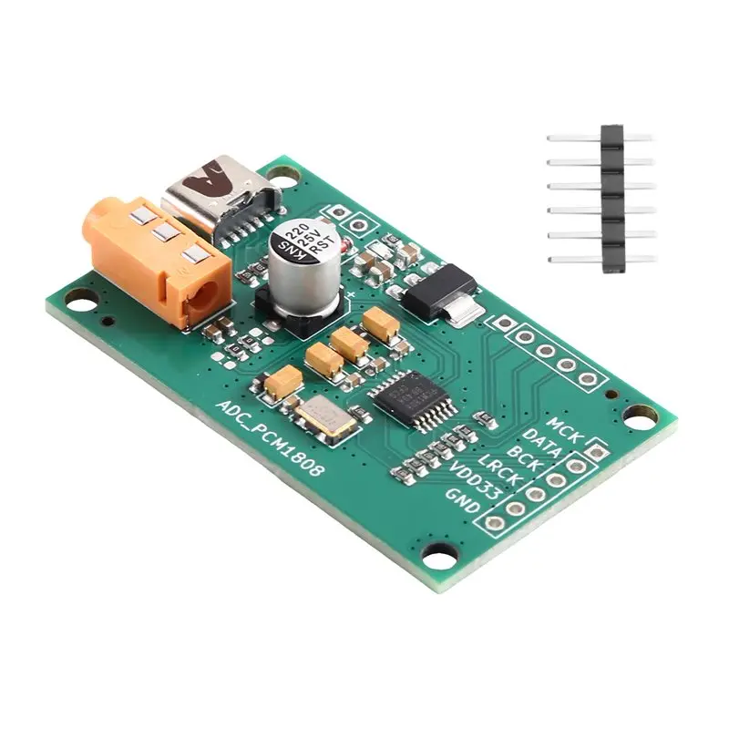 Reliable-I2S Digital Signal Output Conversion Module, PCM1808 Stereo ADC, Single-Ended 3.5Mm AUX Analog Audio Input Acquisition,
