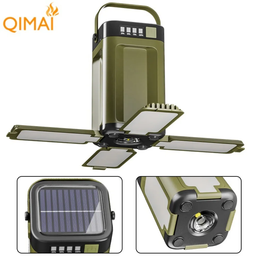 Cross-border new multi-functional outdoor camping light, support output four-leaf folding with solar camping light atmosphere