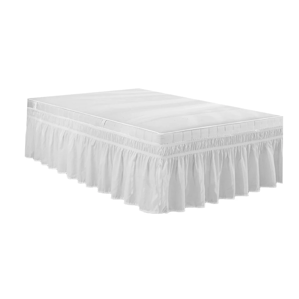 

Elastic Dust Ruffle Bed Shirt Fashion Polyester Bed Bedding Pleated Skirt for Home Hotel - 150x200cm (White)
