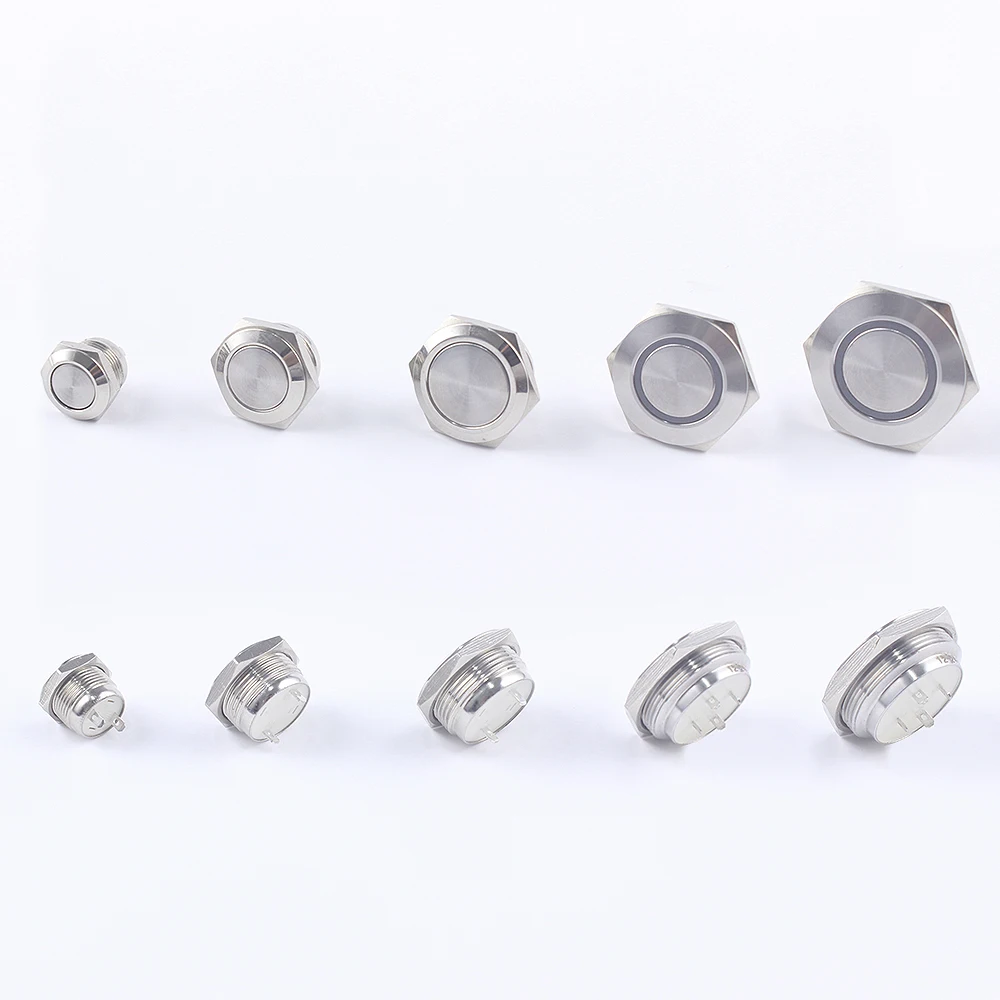 12/16/19/22mm Electric Waterproof Led Light Self-Reset Momentary Short Mini Push Button Switch Pressure Switches 220V 12V 3-6V