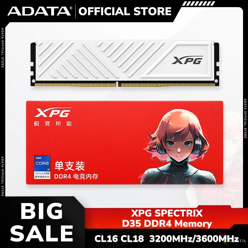 ADATA GAMMIX D35 DDR4 MEMORY Single Tray DRAM Module 3200MHz 3600MHz 8GB 16GB 32GB RAM Stick without RGB XPG Desktop Memory