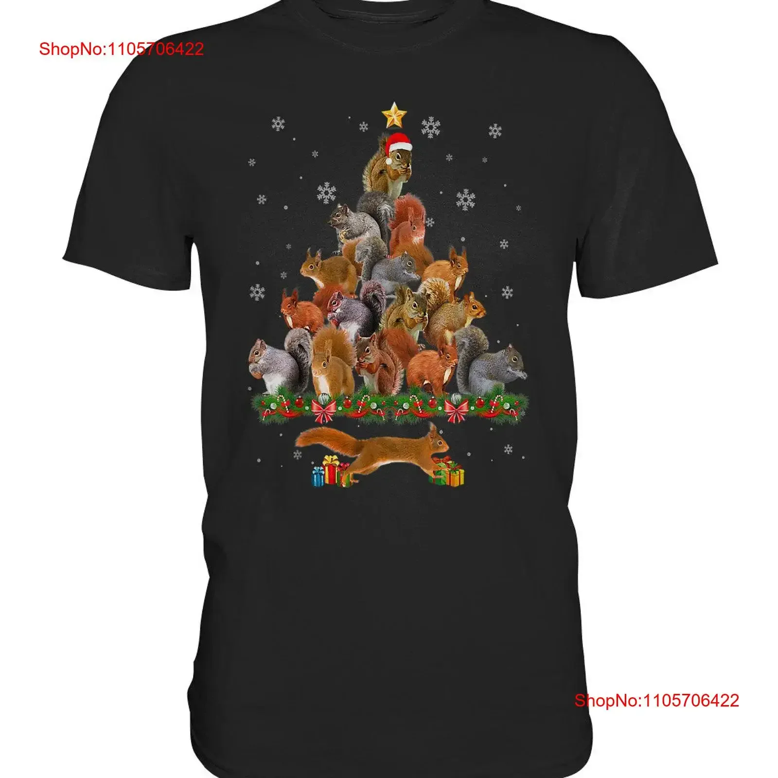 T Shirt Christmas Tree Squirrel Rodents Hat Premium vintage Washed Casual graphic Stylish Top For Everyday Wear homme