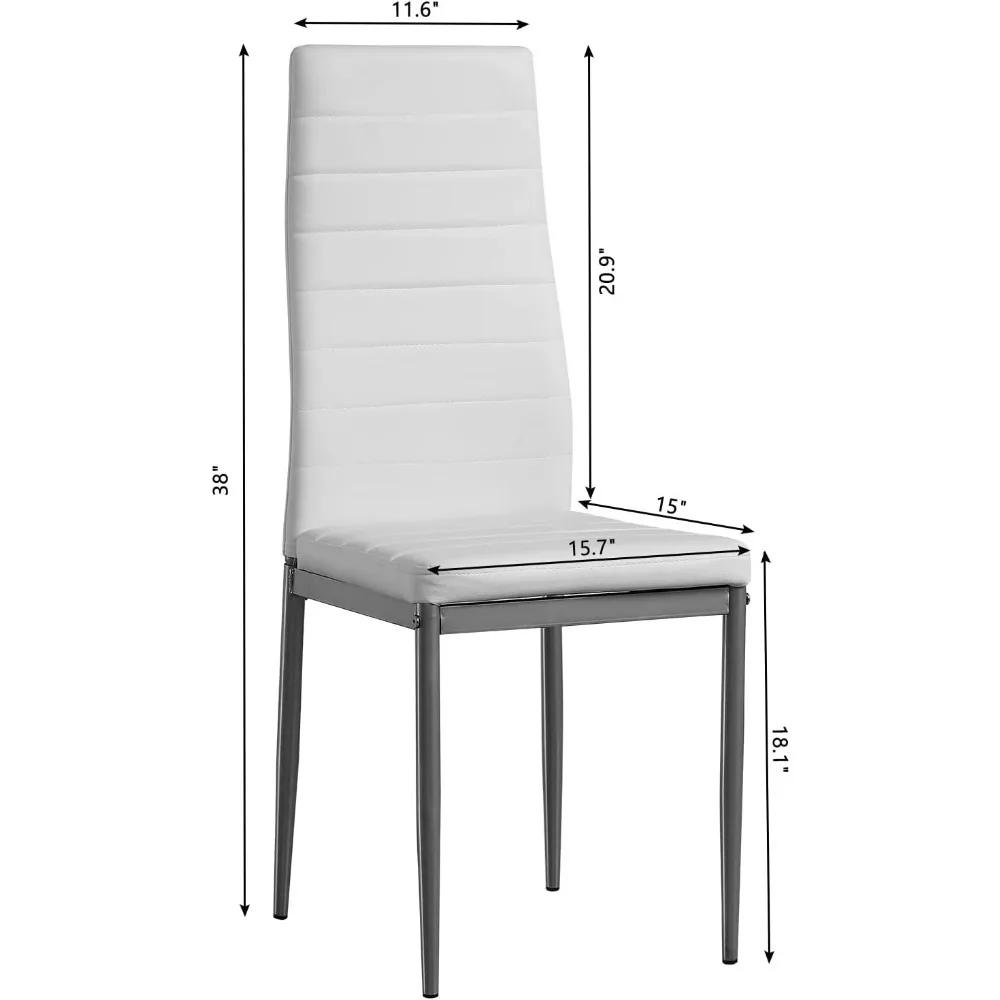 White Dining Chair , Leather Dining Chairs with Curved Back & Foot Cap Protection for Dining Kitchen Living Room,300lbs Capacity image 3